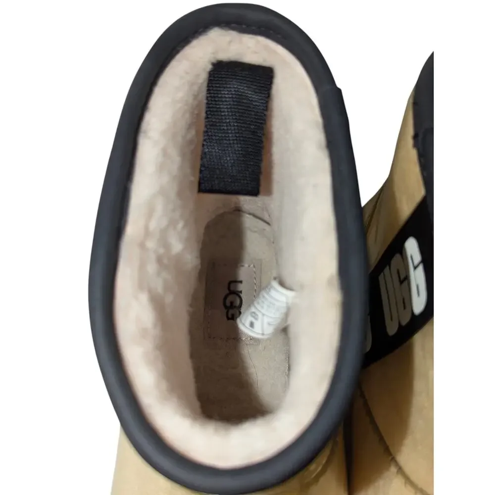 Ugg Classic Mini Clear Natural /Black Women’s Waterproof Rain Boots US 8 Good